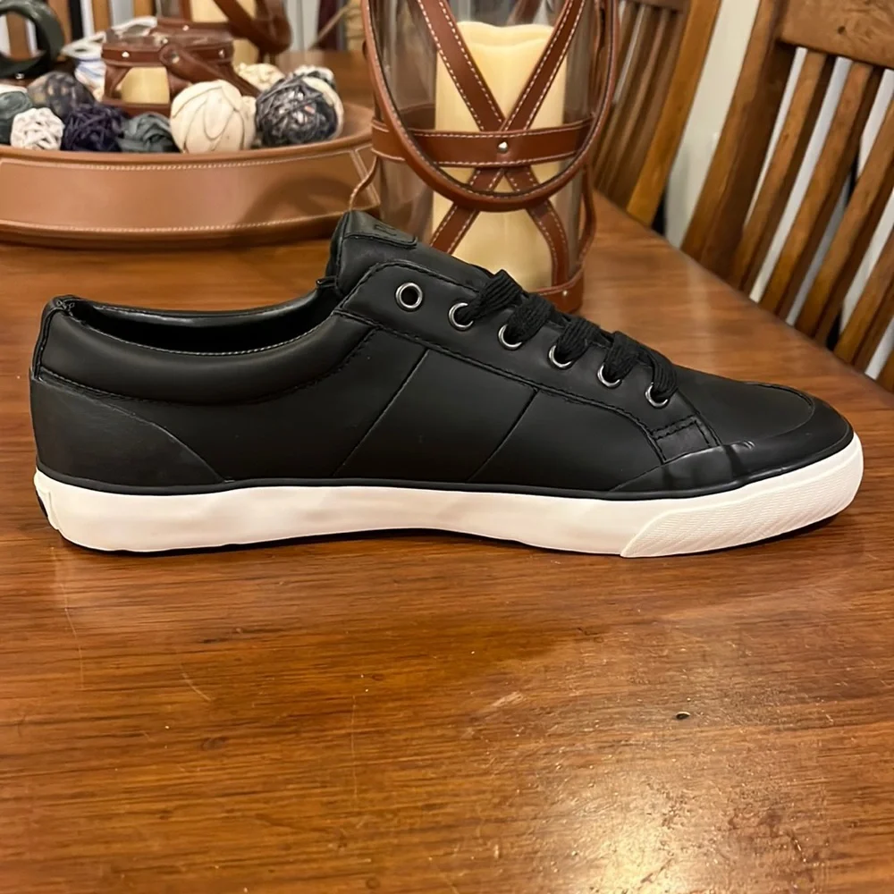 Polo Ralph Lauren Ian Boat Deck Shoes Sneakers new Black Leather Mens Size 12